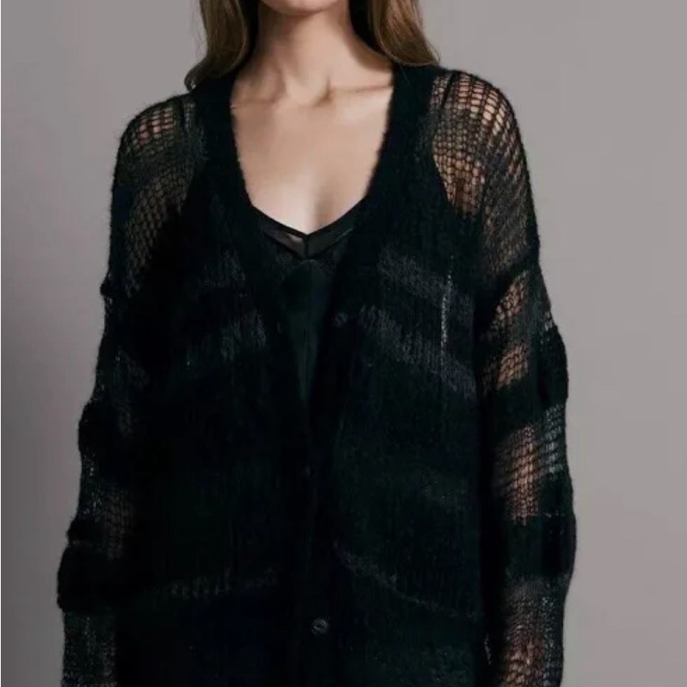 NWT rag & bone Lillian cardigan - black multi, size M